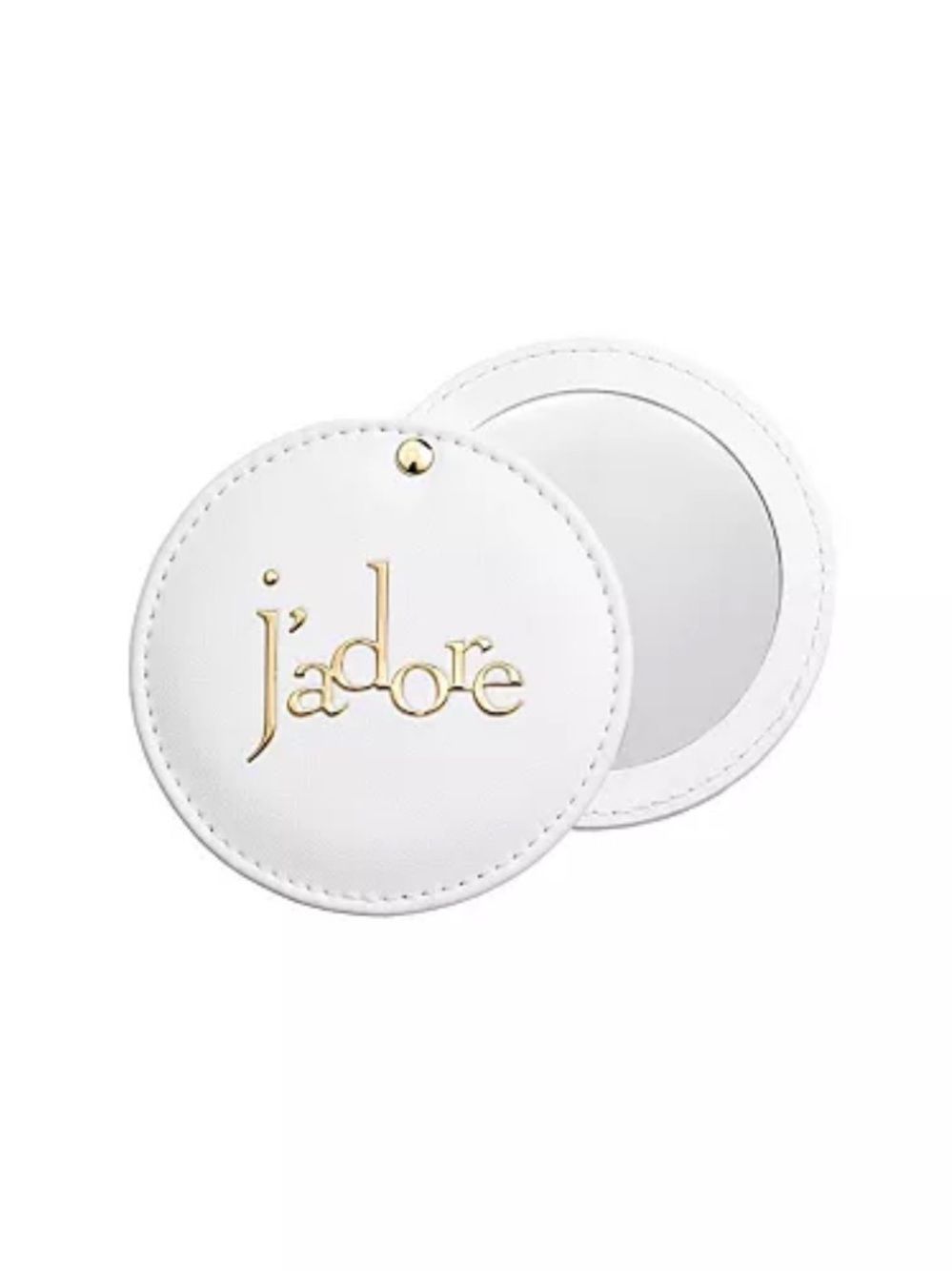 Authentic Dior Beauty White faux leather Compact Mirror with Gold J’adore logo